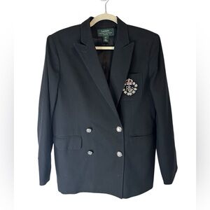 Ralph Lauren Women’s Wool Double Breasted Blazer Crown Crested Logo Size 6P